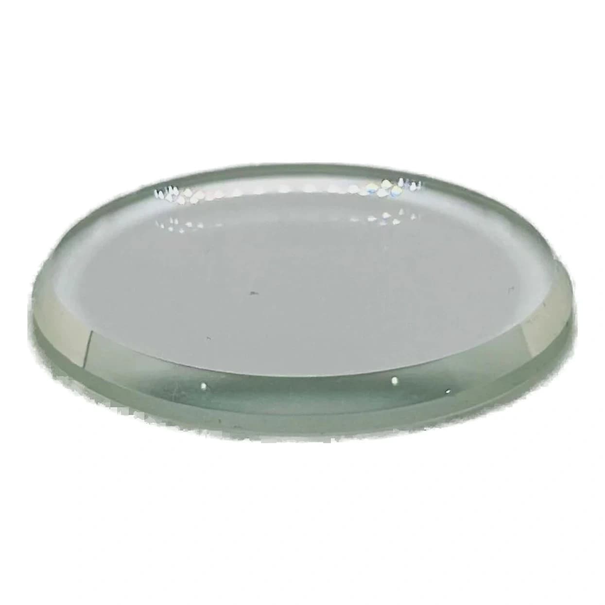 Round domed mineral glass crystal crown replacement for watch restoration, showing classic vintage-inspired domed profile